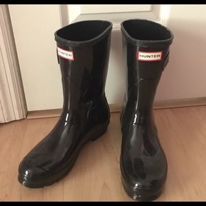 Hunter Rain Boots Short Glossy Black