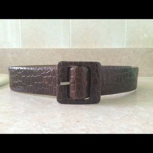 Ann Taylor Brown embossed leather belt