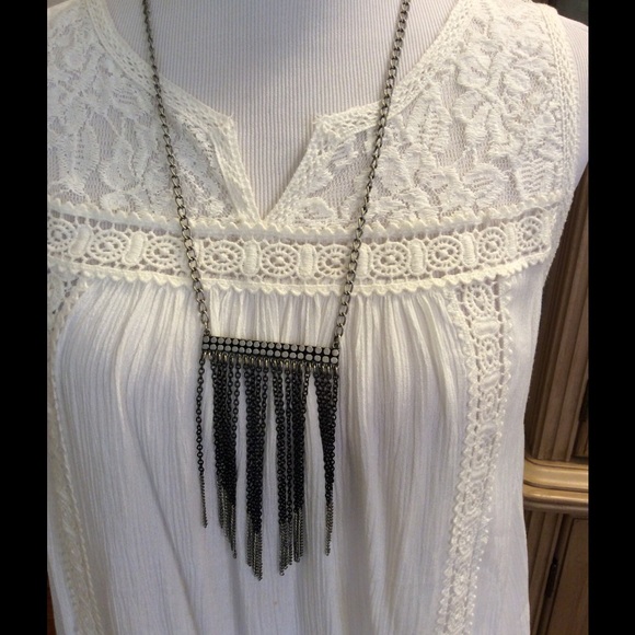 Silver waterfall boho necklace