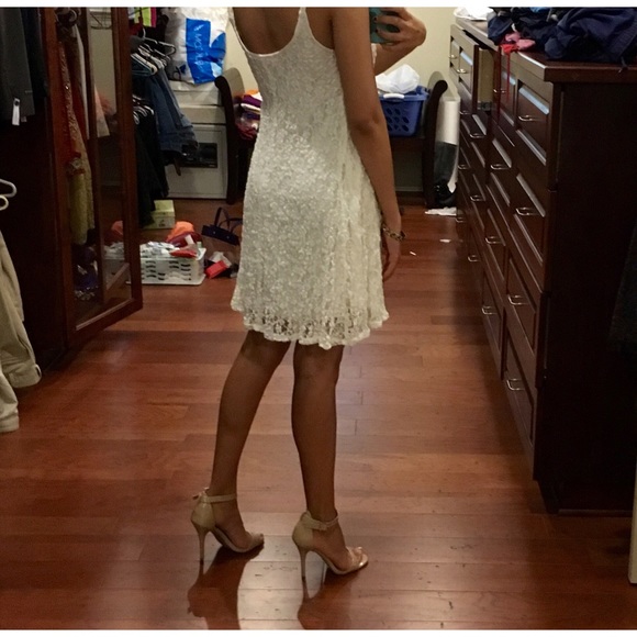 SOLD Ivory Lace Scoop-Neck Dress - Picture 3 of 4