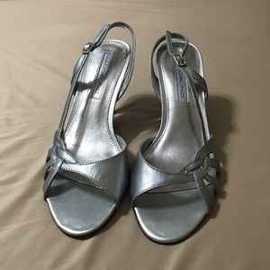Bandolino Silver Strappy High Heels