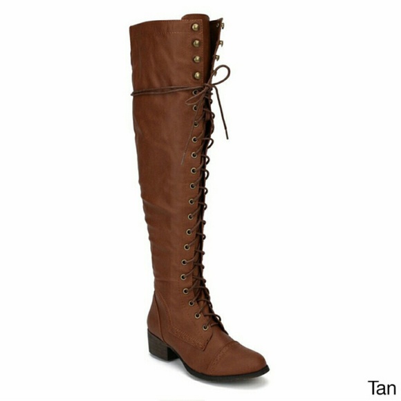 Lace up brown Knee High Boot