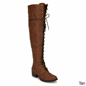 Lace up brown Knee High Boot