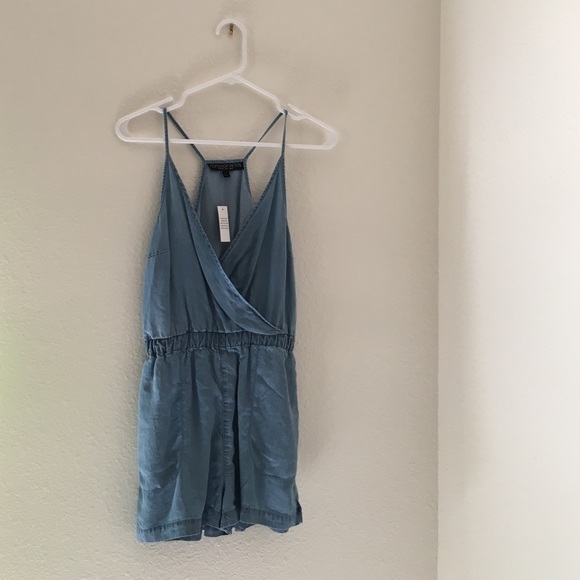 TOPSHOP petite denim playsuit romper