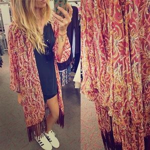 Fringe and lace kimono