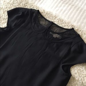 Black Loft Blouse with Lace Neckline - Size XS