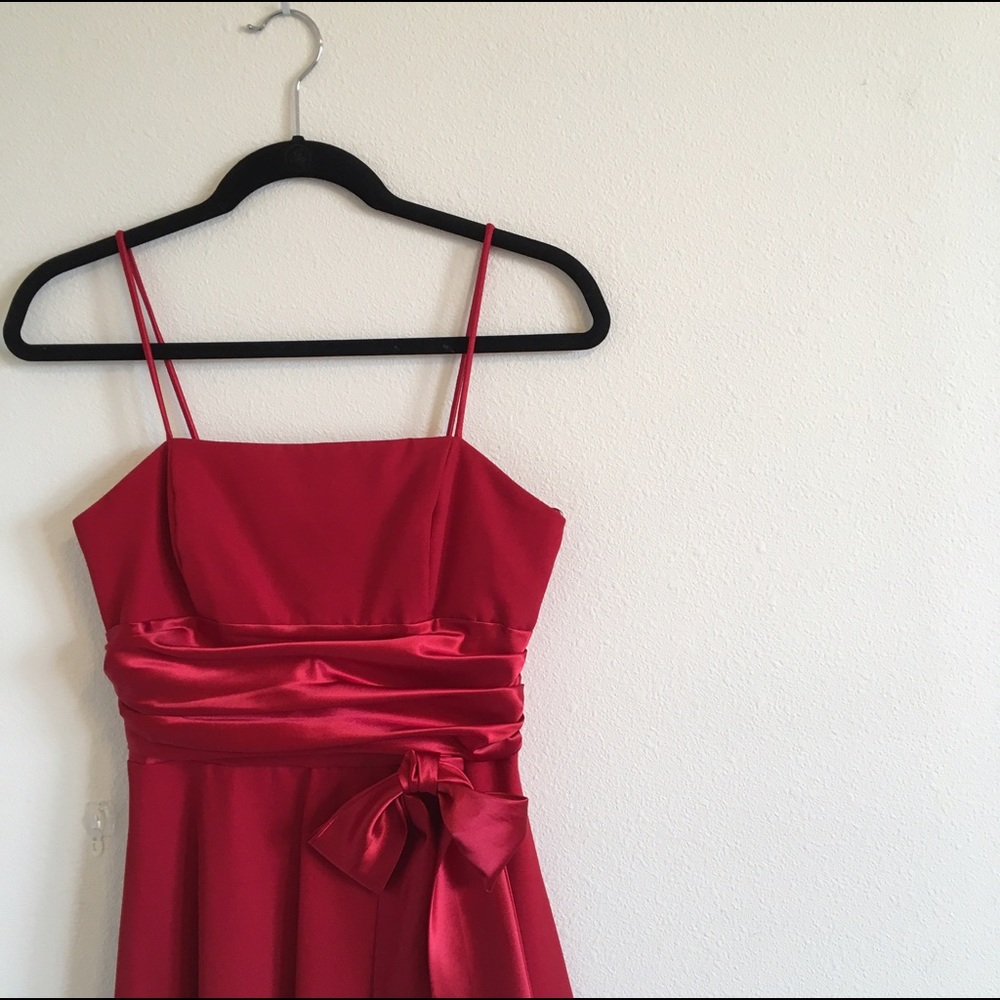 David’s Bridal Red Dress #1 with Ribbon