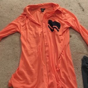 Coral button down shirt