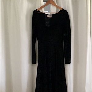 Black velvet stretch ankle length maxi dress.