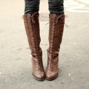 Frye Brown Lace-Up Boot with Heel