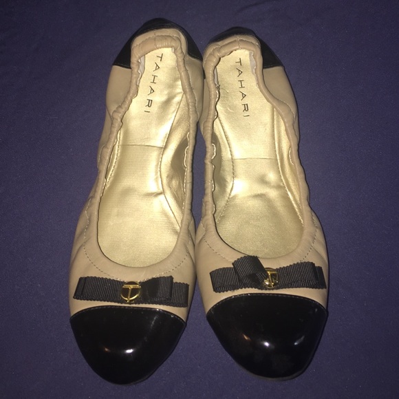 Tahari Colorblock Leather Cap Toe Flats