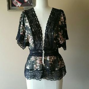 ** reserved** Sheer lace floral top