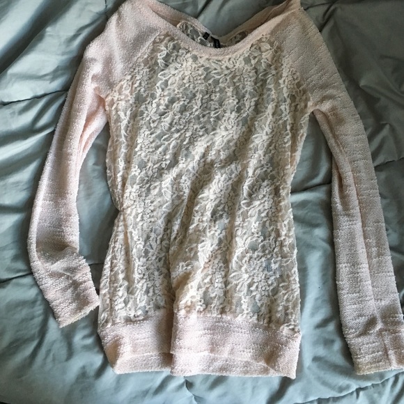 Pink lace sweater