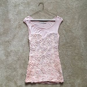 Floral Texture Embellished Illusion Tank in Blush
