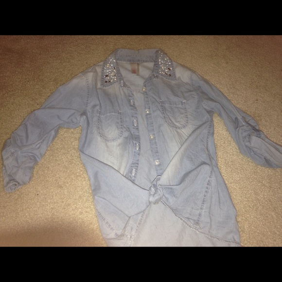 Girls Justice size 14 Denim button up shirt.