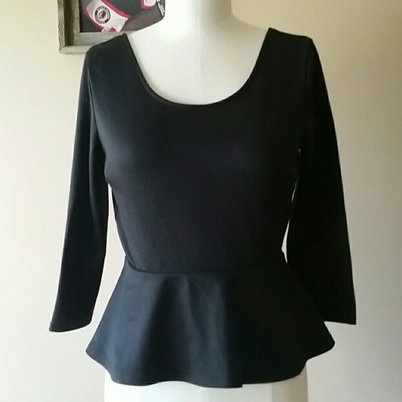 Black peplum top with bow