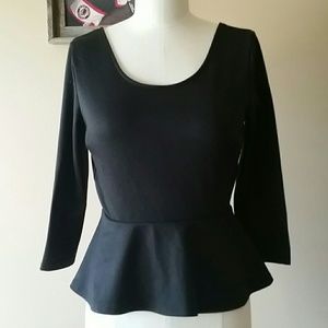 Black peplum top with bow