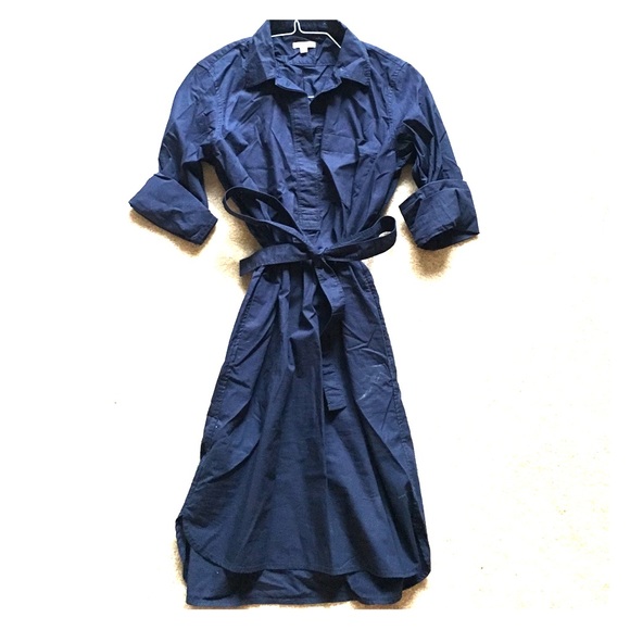 Gap Navy Tie-Waist Shirt Dress
