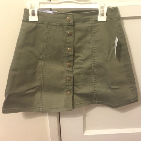 Green jean button up skirt