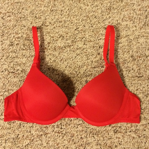 PINK 34A Red wear everywhere push up bra!