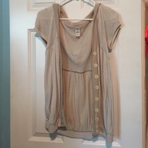 Beige Free People hooded cardigan