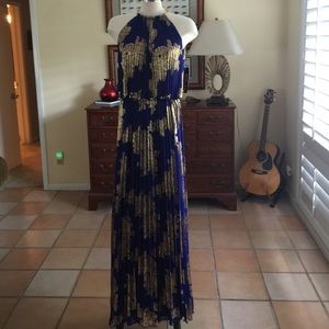 Stunning pleated chiffon maxi  with gold foil