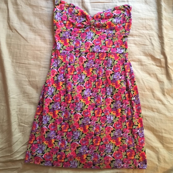 Strapless, Floral fitted dress