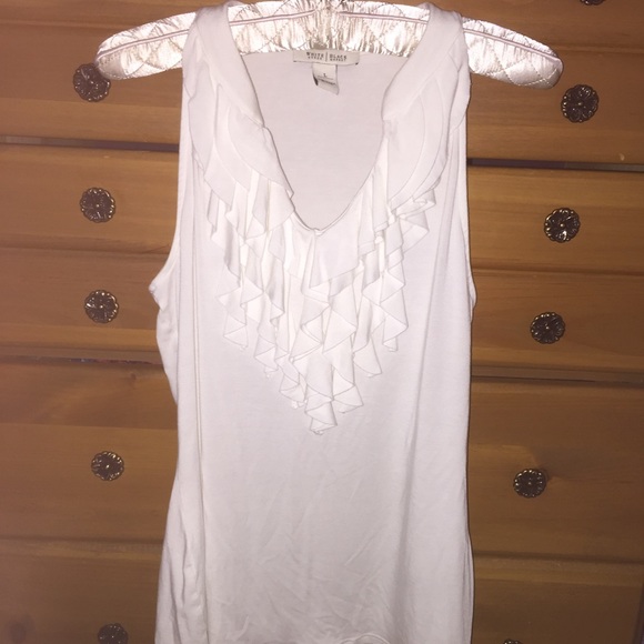 WHBM white ruffle tank