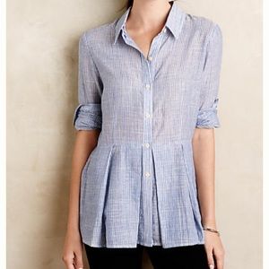 NWOT Anthro Pleated Peplum Buttondown