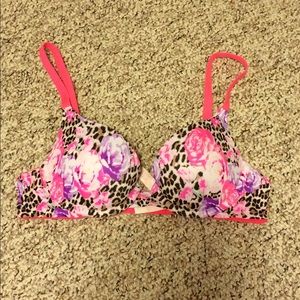 PINK 34A floral/leopard push-up bra!