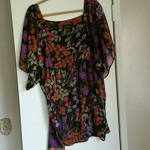 Black floral blouse
