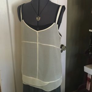 Sheer cream/black cami