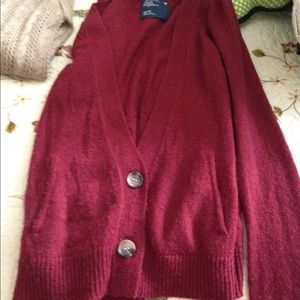 Red American Eagle Cardigan Sweater