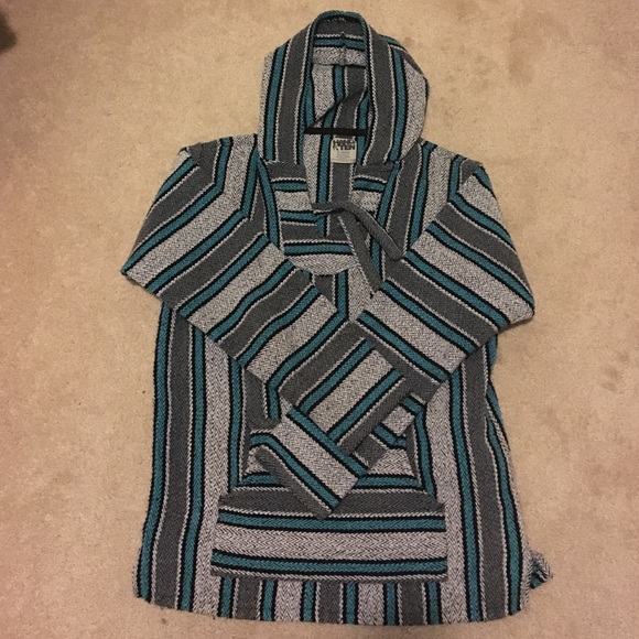 Hang ten Baja striped poncho pullover