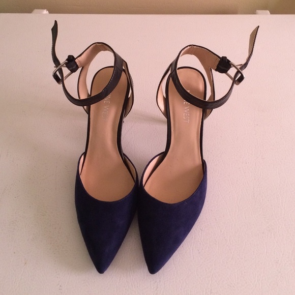 Blue suede heels