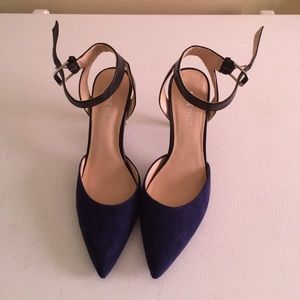 Blue suede heels