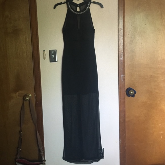 Black, Sheer Prom dress w/ jewel embellishment