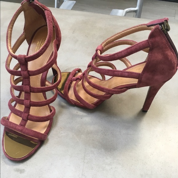 Coach "Lavinia" suede stewpot high heel in wine