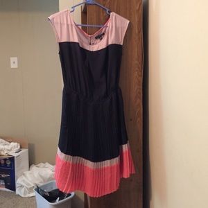 Pleated Navy Dress