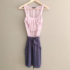 Two-tone Ruffle-front Dress