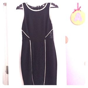 Franchescas black and white fitted dress