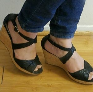 Alfani wedges heels. Shiny black. New in box.