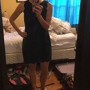 Jcrew scalloped navy dress