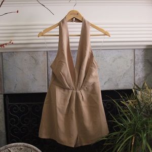 A'gaci Camel Brown Backless Romper