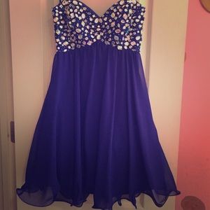 Royal blue dress, with a little sparkle