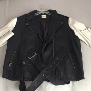 Two Tone Leather Motorcycle Jacket