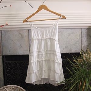 Hollister White Babydoll Dress with Lace Trimming