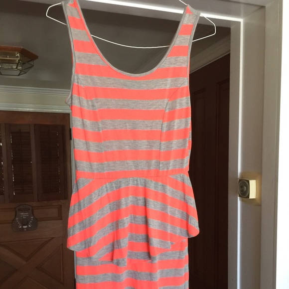 Gray & Neon Striped Dress