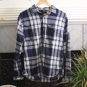 Aeropostale Blue and White Flannel Button Down