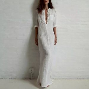 white maxi dress beachy resort wear size M